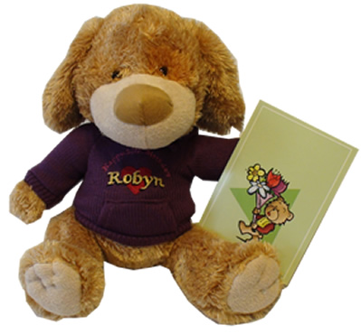 Large 21 inch Teddy Bears with your personal message embroidered on a custom teddy bear hoodie